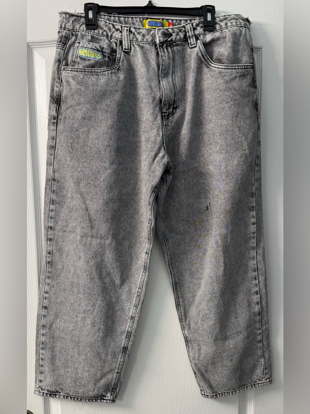 Empyre Grey Wash Ultra Loose Skate Jeans with Button/Zipper & Drawstring Unisex